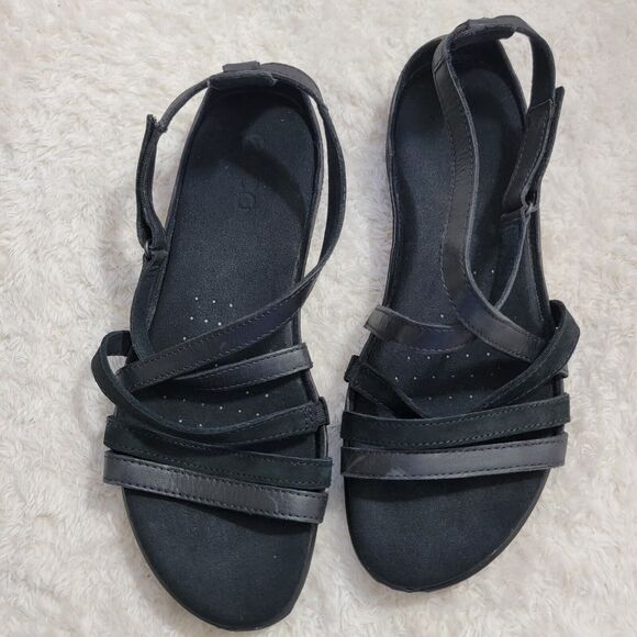 ECCO Women's Summer Cross Strap Leather And Suede Sandal, EU 38 US 7 Black EUC - Picture 3 of 16